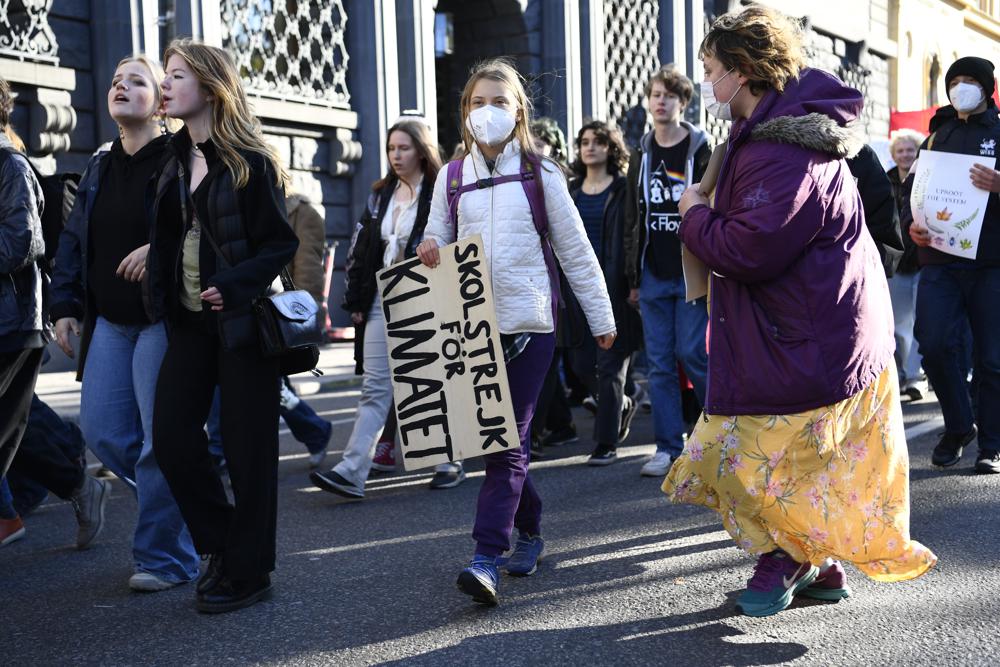Greta Thunberg presente en la huelga climática de Estocolmo. - Foto Erik Simander/TT/AP