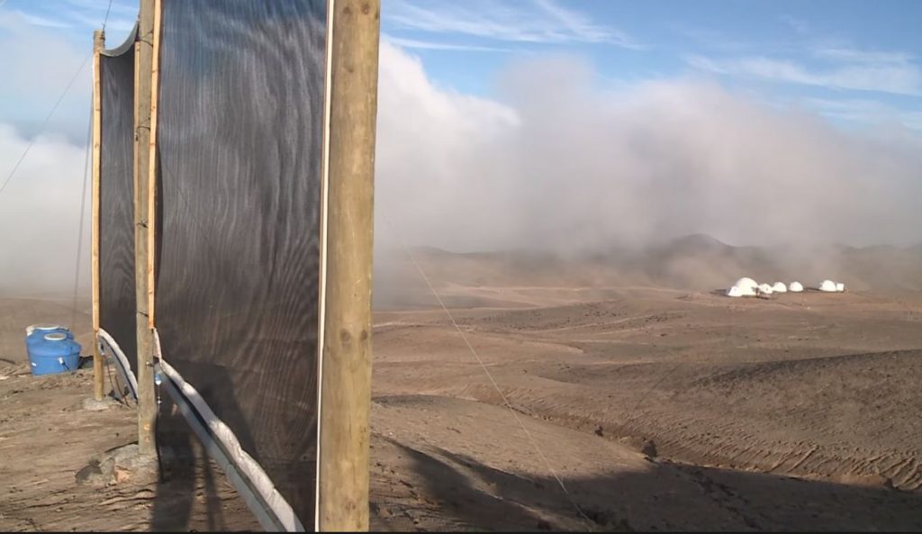 Sistema de atrapanieblas en Atacama - Foto AFP/Youtube