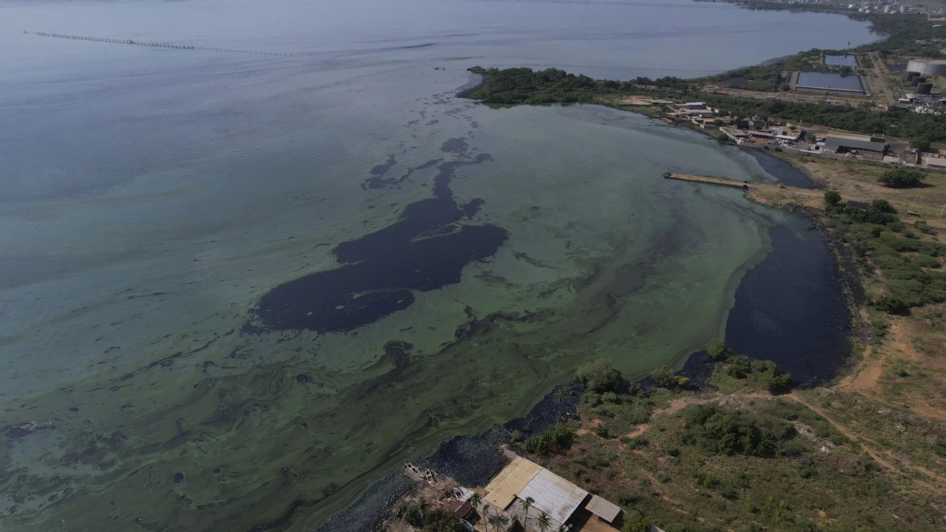 Vista aérea de las orillas del lago de Maracaibo. - Foto Ariana Cubillos/AP