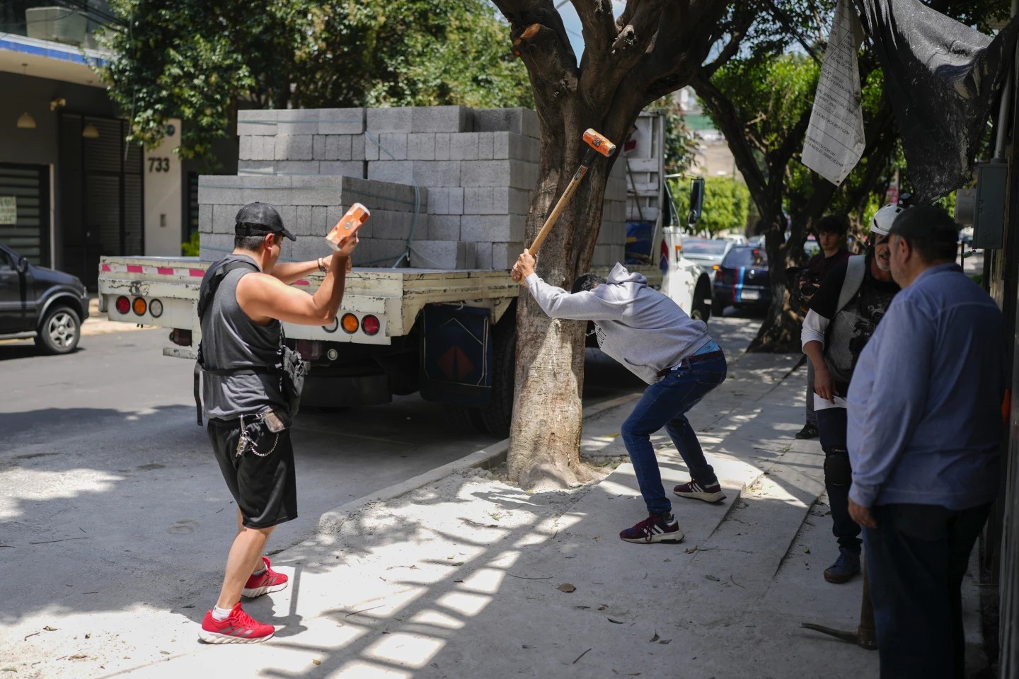 Civiles participan en el movimiento Arturo Hernández para proteger y conservar los árboles en la Ciudad de México. - Foto Eduardo Verduto/AP