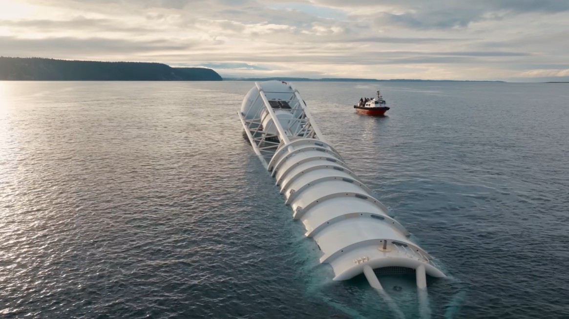 Modelo Ocean-2 genera energía a través de las olas que capta mientras flota. - Foto Panthalassa/Youtube 