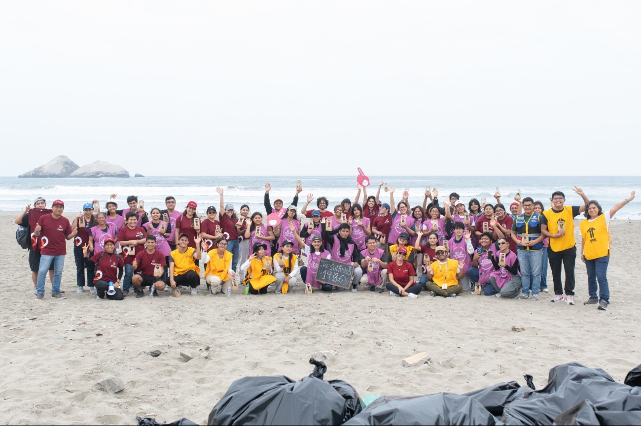 Voluntarios reunidos en Playa Grande. - Foto Proa 