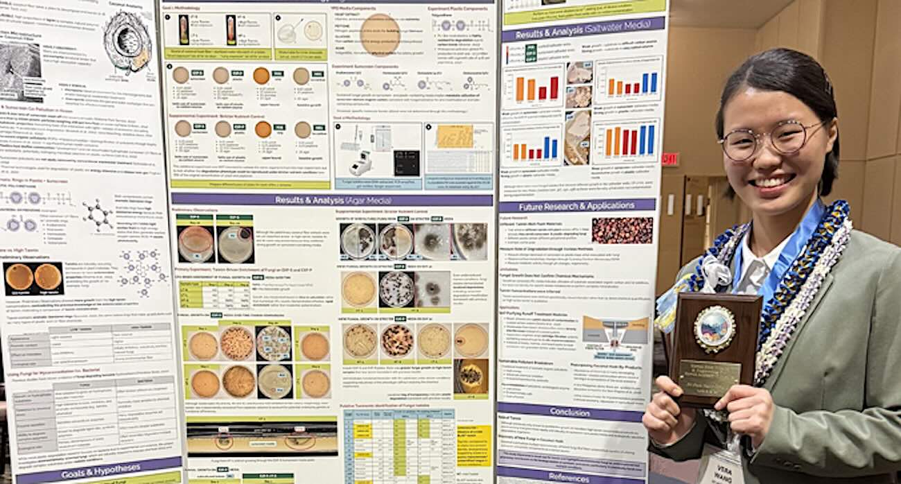 Estudiante Vera Wang ganó reconocimiento en la Feria de Ciencia e Ingeniería en Hawái. - Foto University of Hawai.